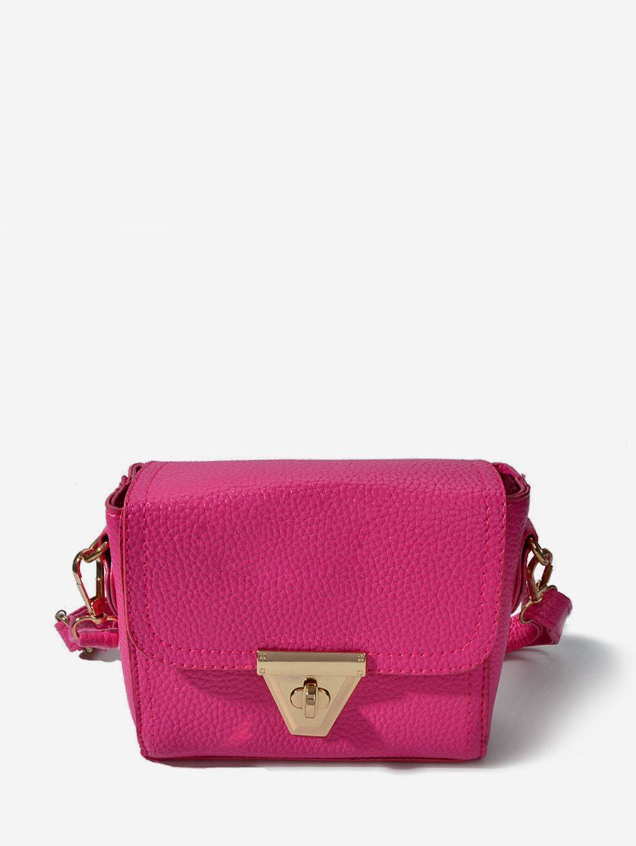 

PU Solid Crossbody Bag, Rose red