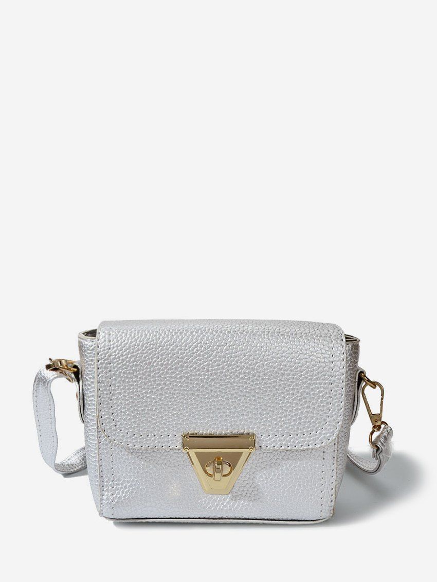 

PU Solid Crossbody Bag, White