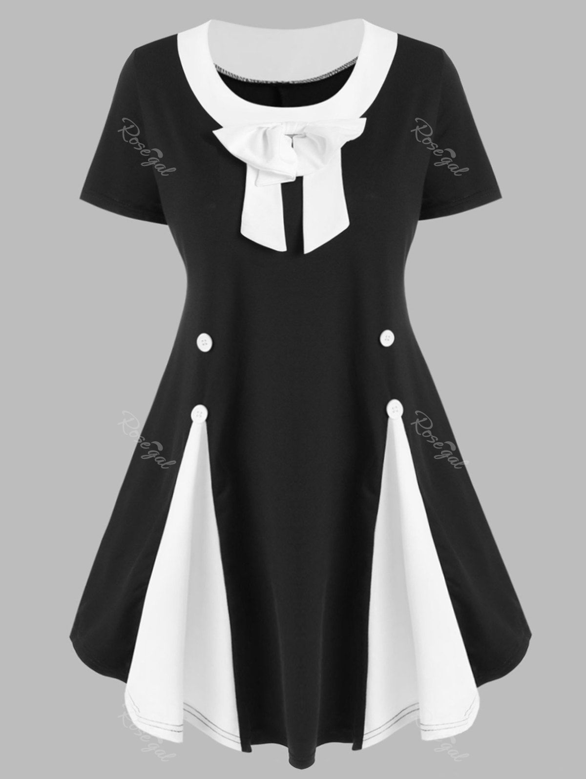 

Plus Size Two Tone Bowknot T Shirt, Black