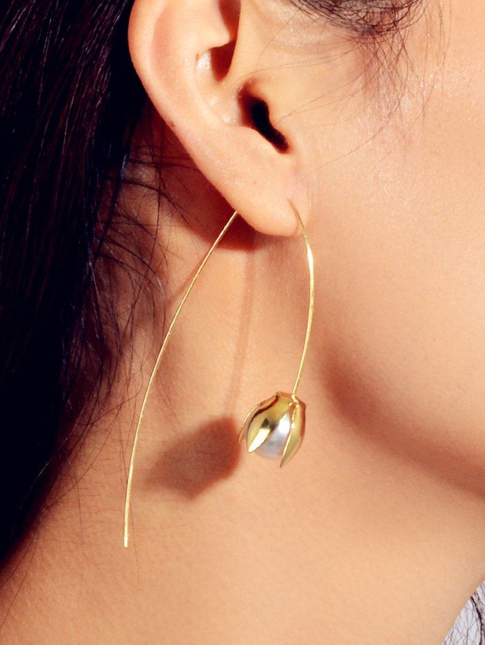 

Floral Design Artificial Pearl Earrings, Gold