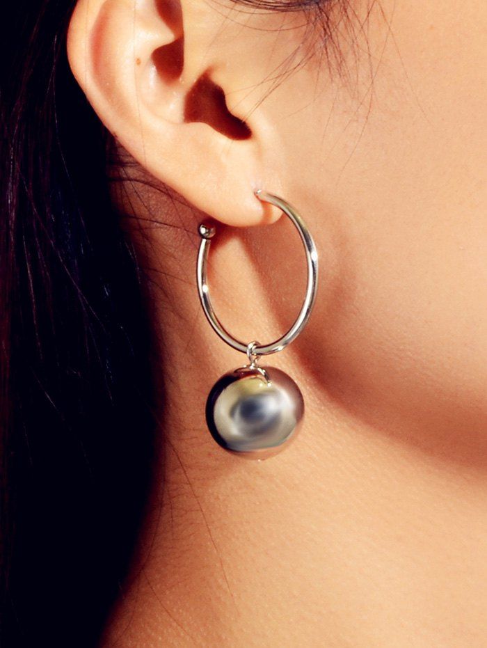 

Circle Ball Pendant Stud Earrings, Silver