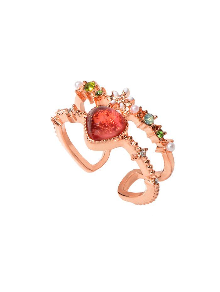 

Hollow Rhinestone Heart Open Ring, Rose gold