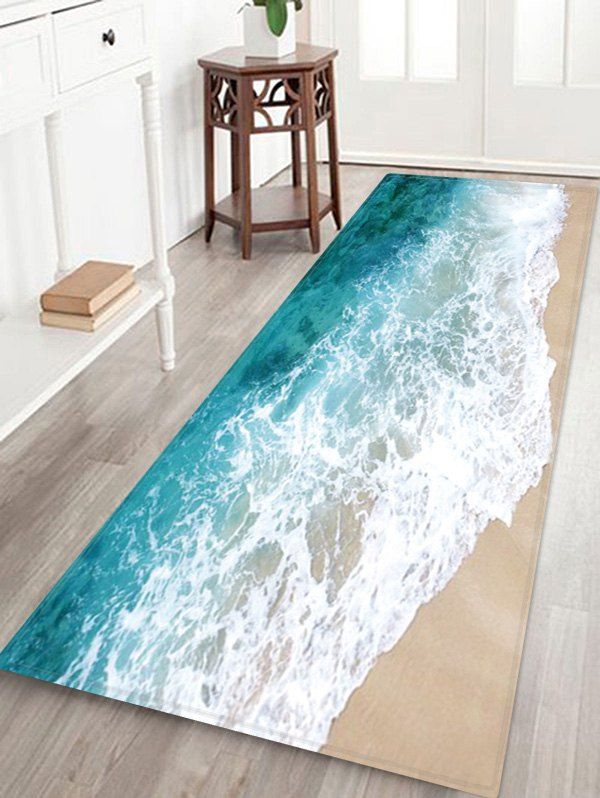 

Beach Waves Pattern Floor Rug, Multi