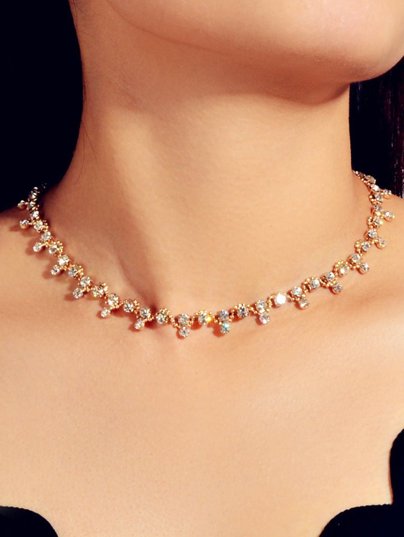 

Wedding Rhinestone Alloy Necklace, Gold