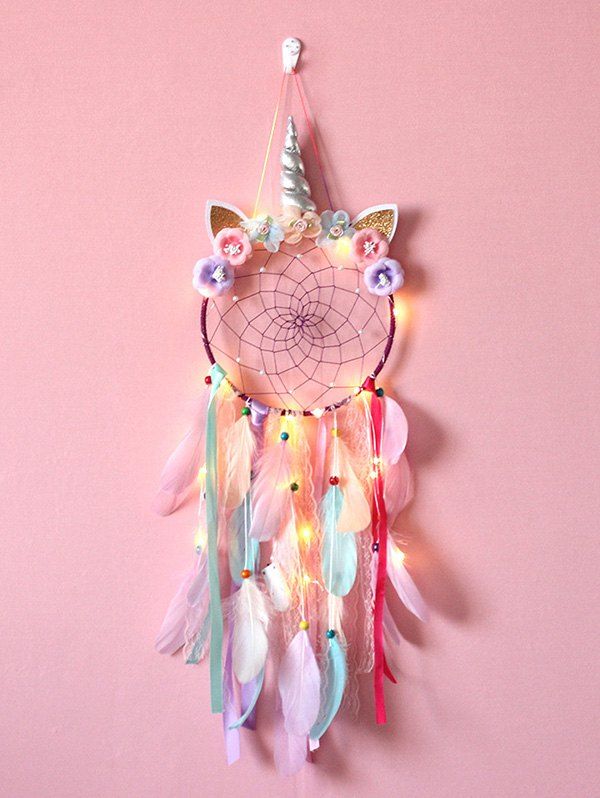 

Home Decor Unicorn Floral Feather Dream Catcher, Multi-a