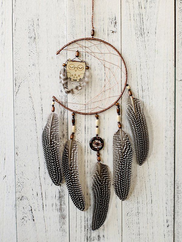 

Home Decoration Owl Design Feather Dream Catcher, Brown bear