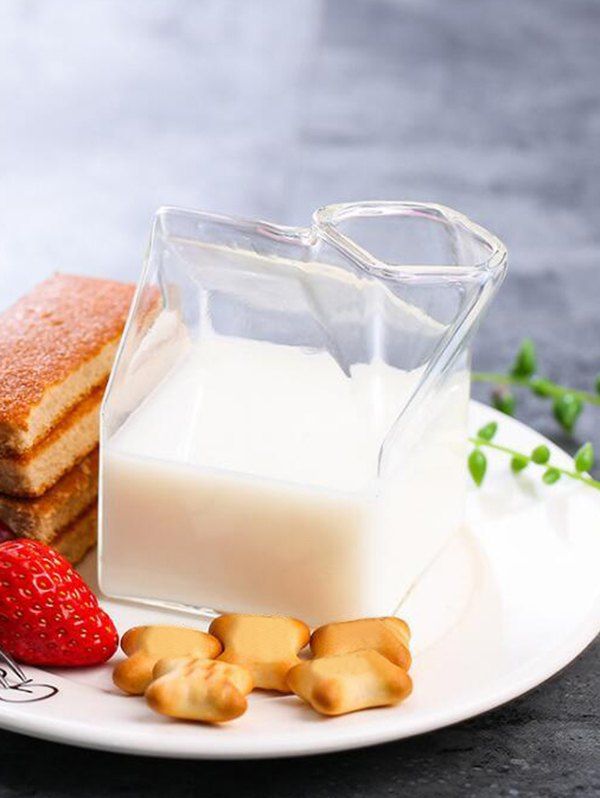 

Milk Carton Shape Transparent Glass Cup