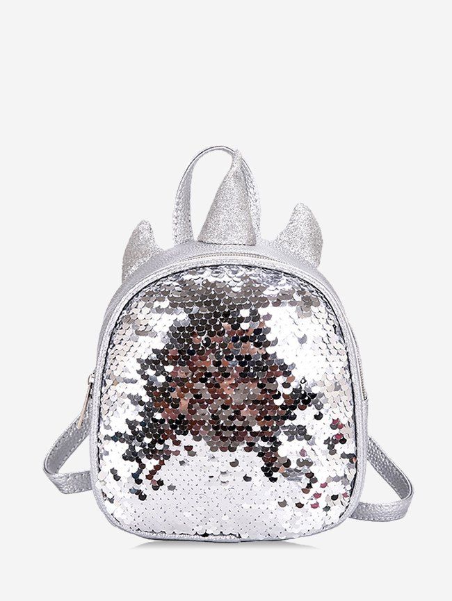 

Sequined Unicorn Shape Travel Backpack, Silver
