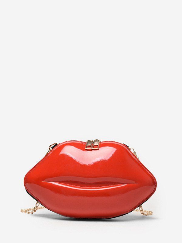 

Chain Lip Shape Small Crossbody Bag, Red