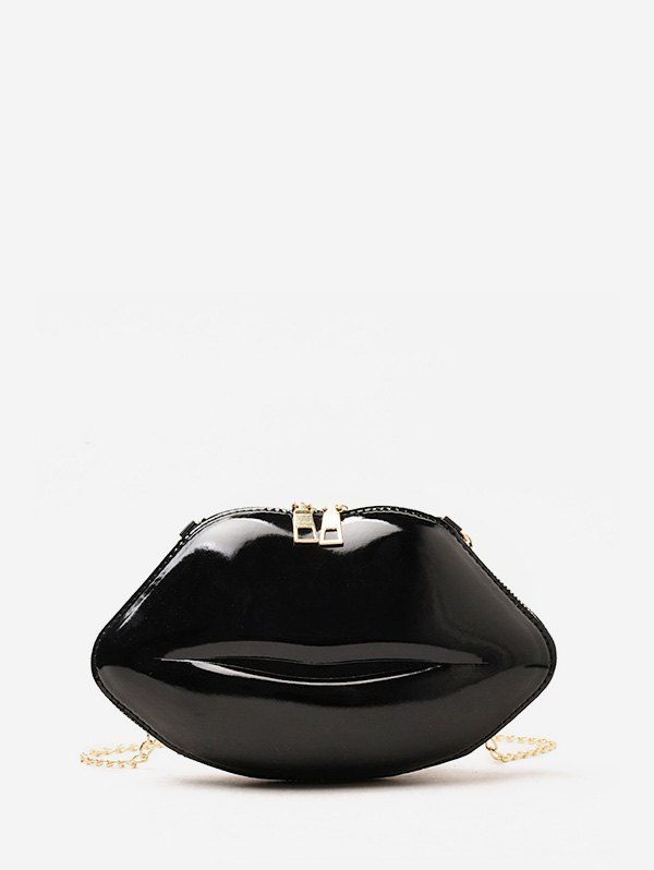 

Chain Lip Shape Small Crossbody Bag, Black