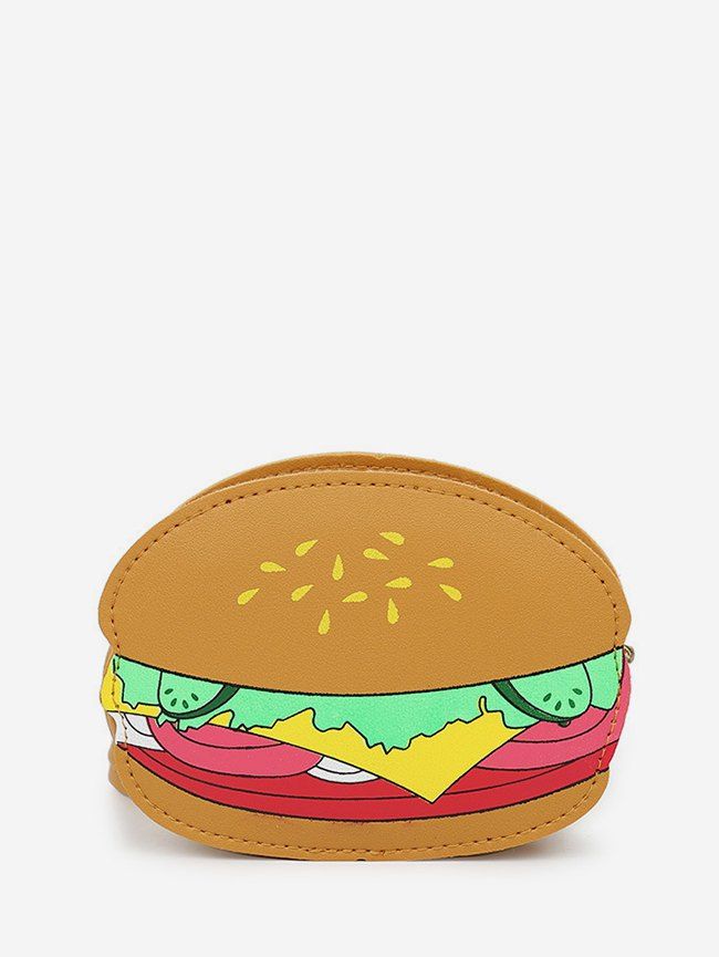 

Cartoon Hamburger Pattern Crossbody Bag, Bee yellow