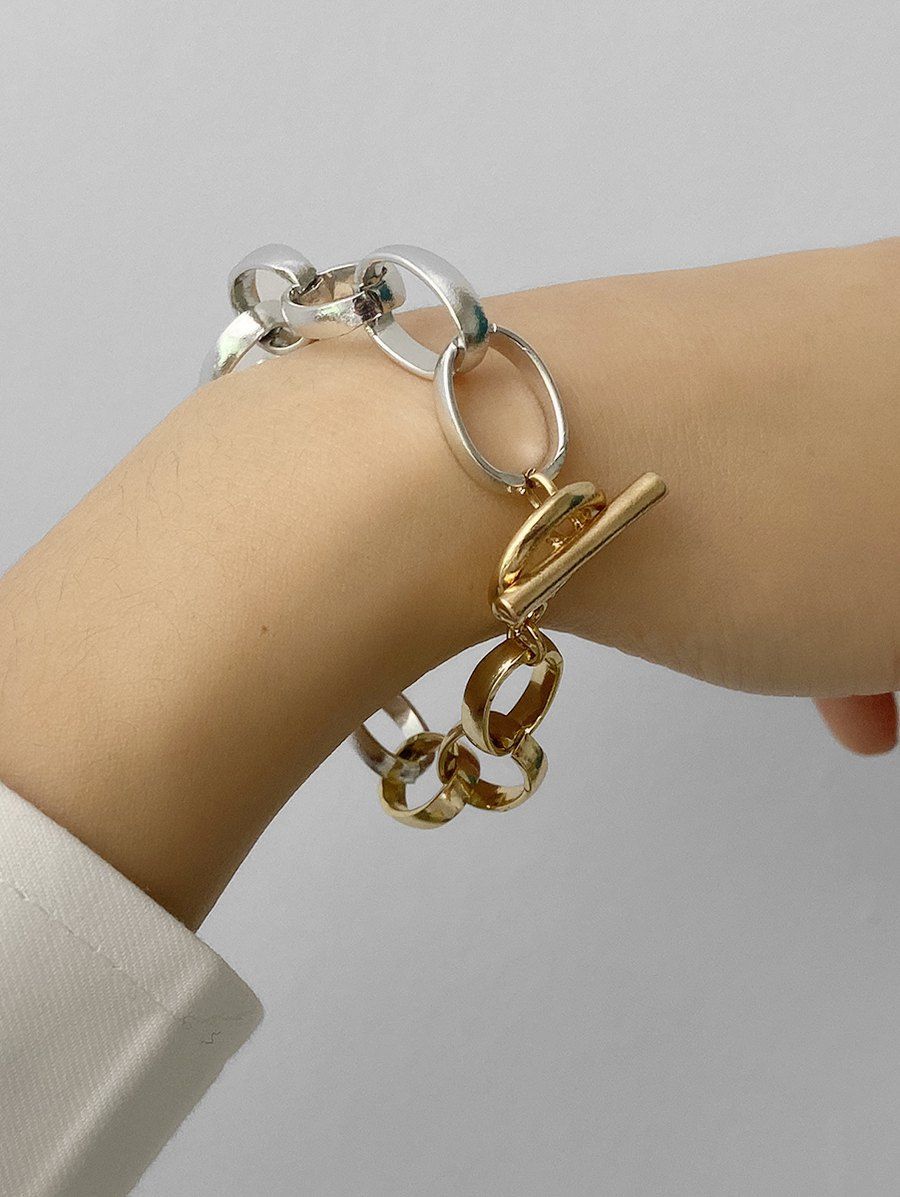 

Brief Double Colors Chain Bracelet, Multi-a