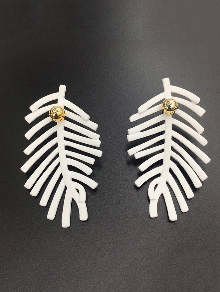 

Tropical Leaf Shape Stud Drop Earrings, White