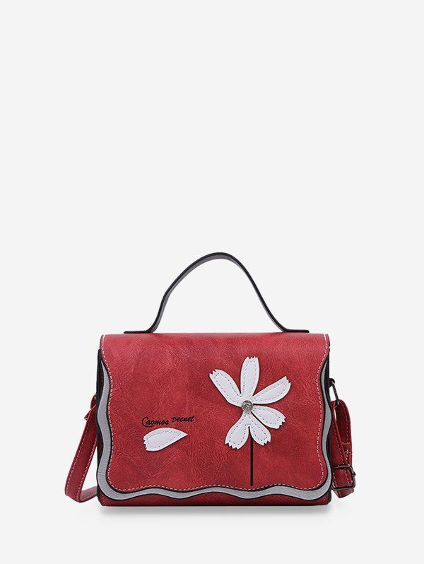 

Flower Stitching PU Leather Cross Body Bag, Chestnut red