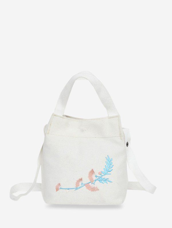 

Fresh Style Embroidery Leaf Square Crossbody Bag, Milk white