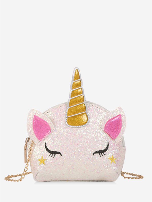 

Cartoon Unicorn Sequins Crossbody Bag, White