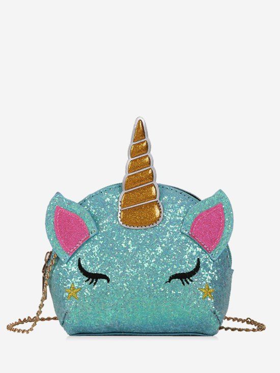 

Cartoon Unicorn Sequins Crossbody Bag, Tron blue
