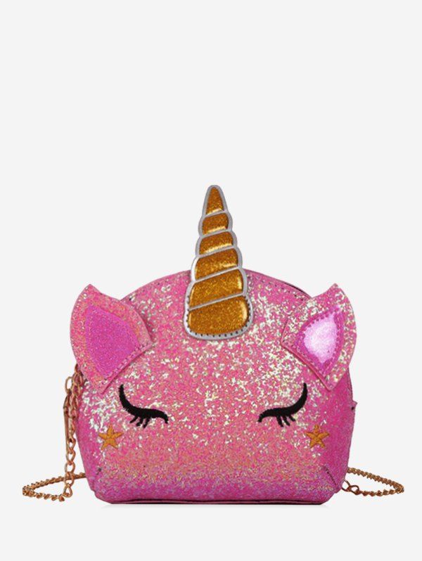 

Cartoon Unicorn Sequins Crossbody Bag, Watermelon pink