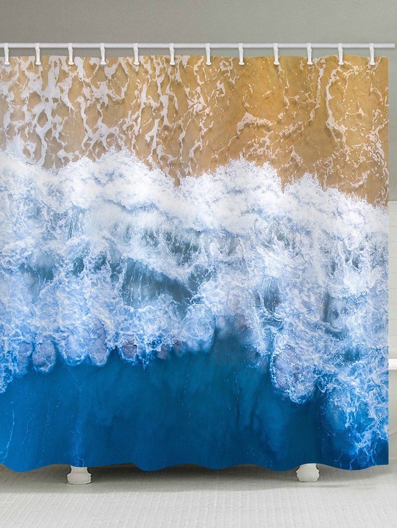 

Sandy Beach Waves Pattern Waterproof Shower Curtain, Multi