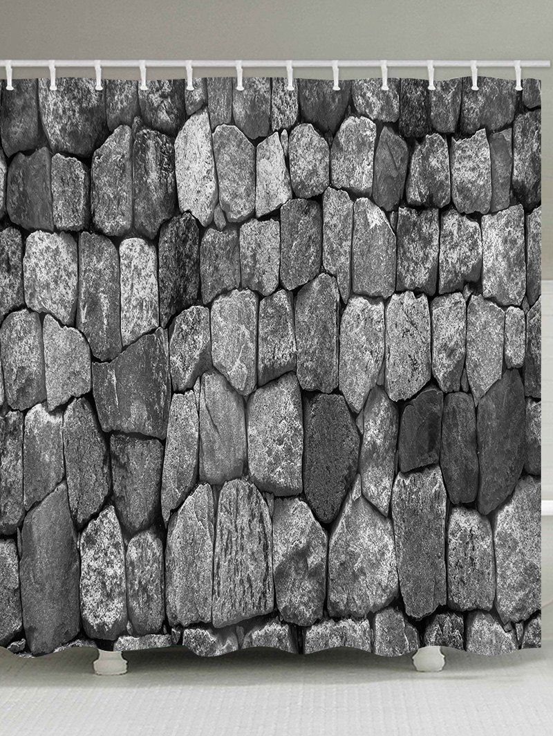 

Nostalgic Stone Wall Pattern Waterproof Shower Curtain, Multi