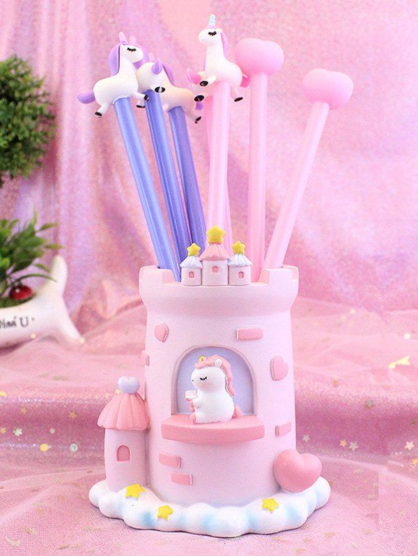 

Unicorn House Shape Pen Holder, Pink
