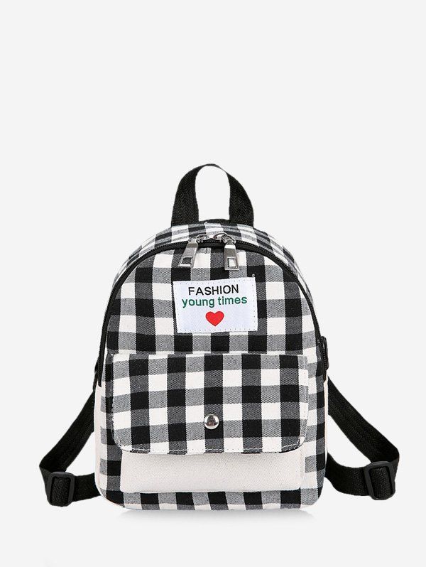 

Letter Tartan Print Small Backpack, Black