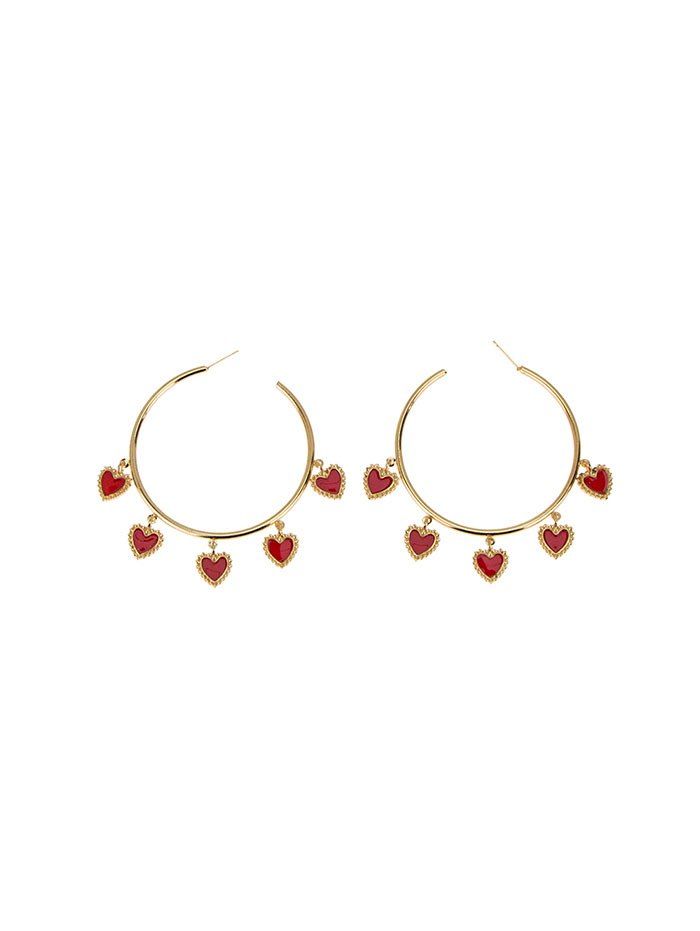 

Hearts Hoop Earrings, Gold
