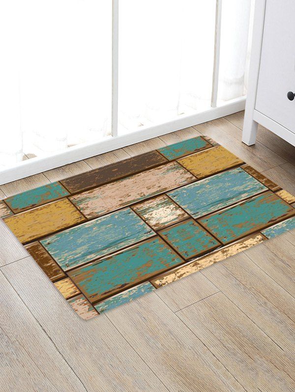 

Retro Wood Board Decor Rug, Multi