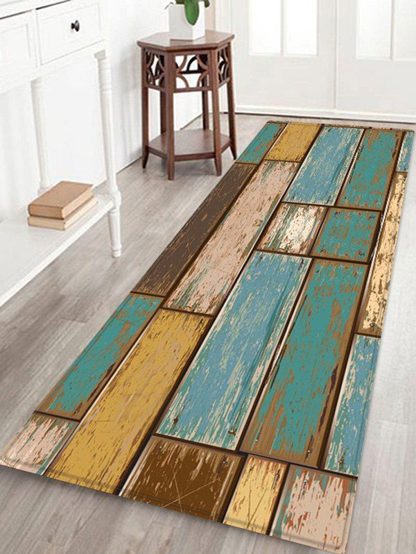 

Retro Wood Board Decor Rug, Multi