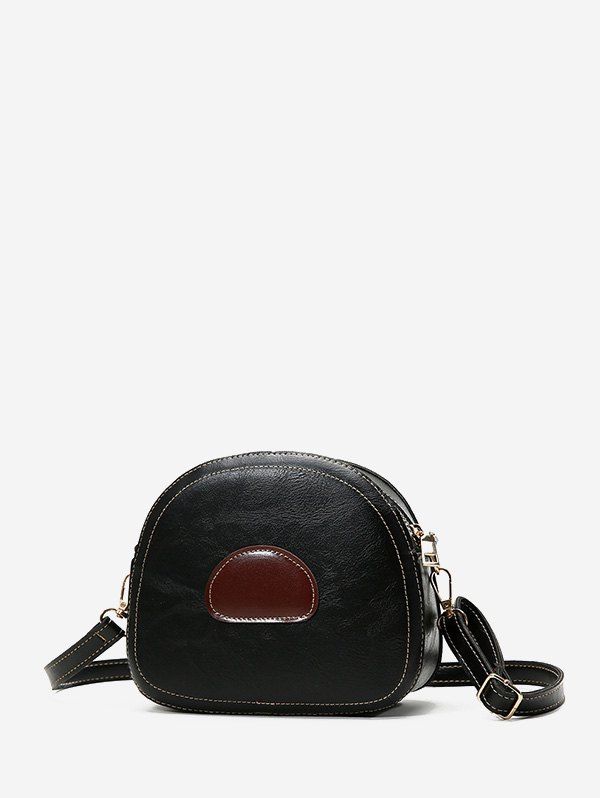 

Color Block PU Leather Spliced Crossbody Bag, Black