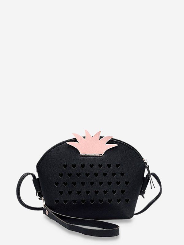 

Hollow Hearts Pineapple Shape Crossbody Bag, Black