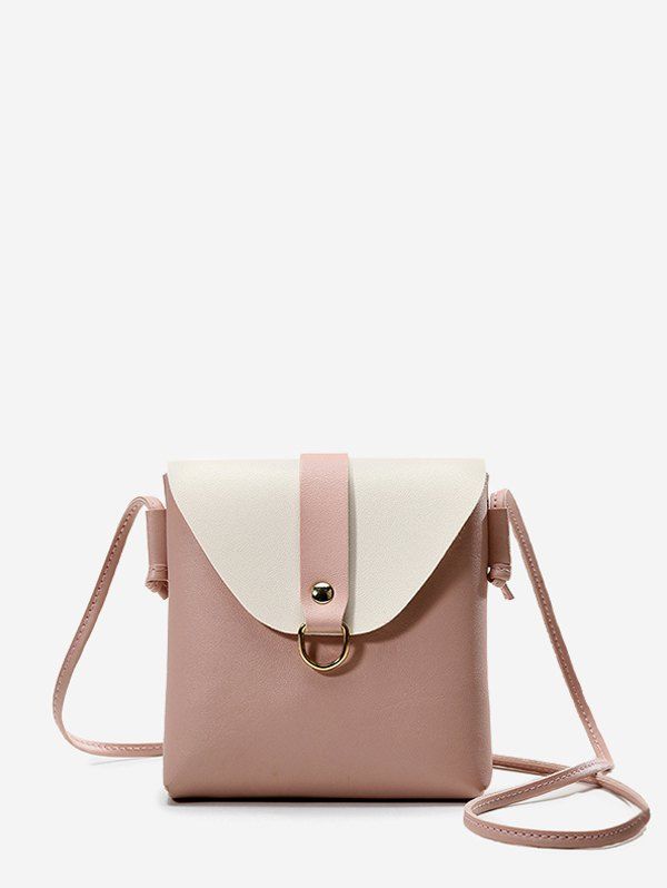 

Colorblock Square Cover Crossbody Bag, Khaki rose