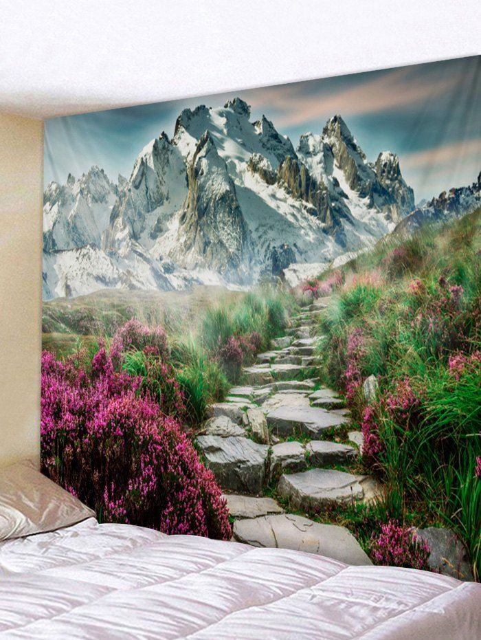 

Mountains Stone Road Print Tapestry Wall Hanging Art Decoration, Baby blue