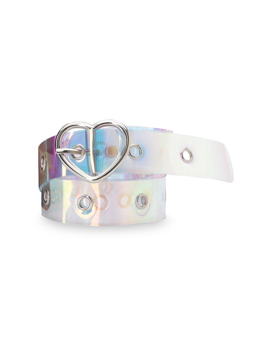 

Laser light Heart Buckle Belt, Silver
