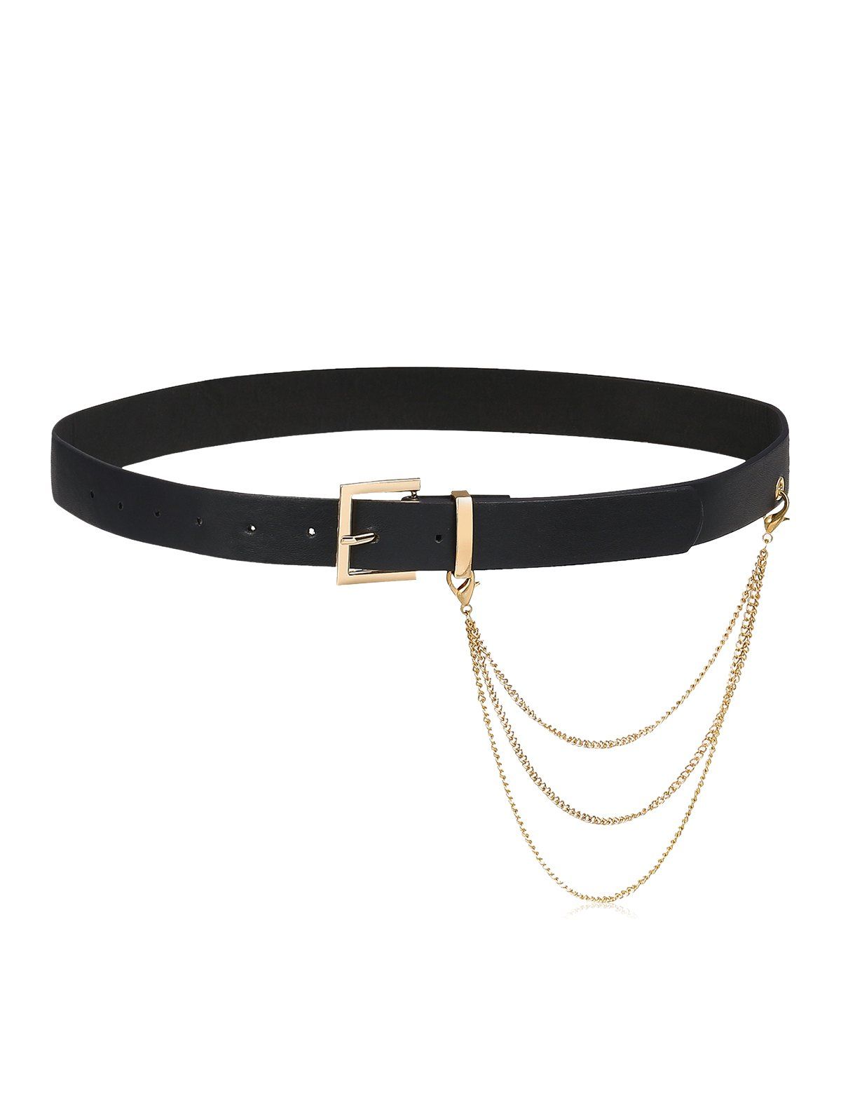 

Chain Decoration Thin Belt, Black