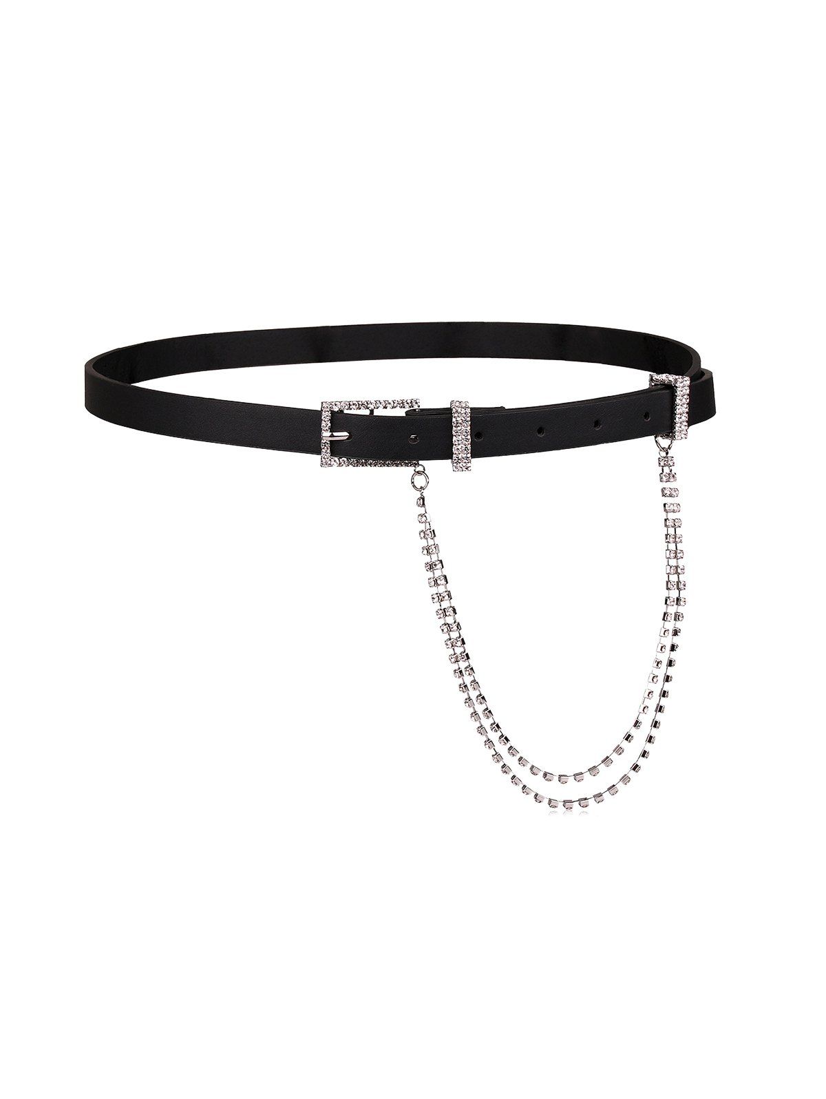 

Rhinestones Chain Belt, Black