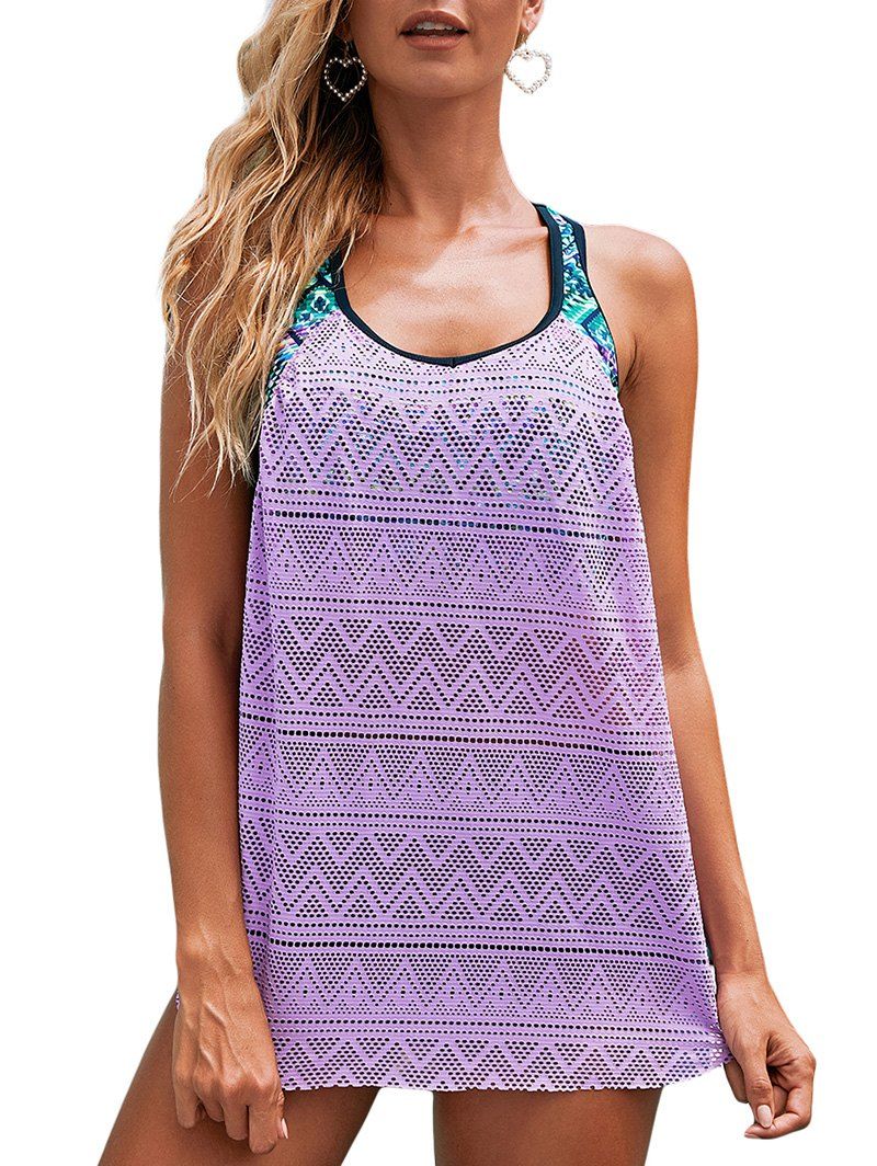 

Double Up Geometry Swim Top, Tyrian purple