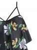 Plus Size Cutout Floral Ruffle Tankini Swimwear -  