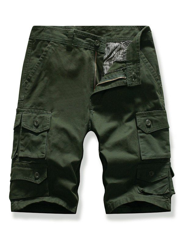 

Letter Patched Multi-pocket Cargo Shorts, Army green