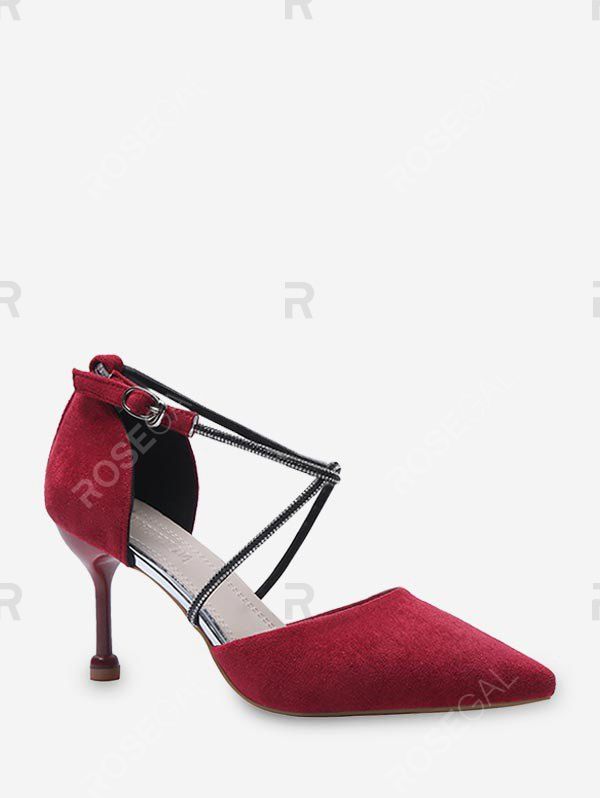 

Pointed Toe Strap High-heeled Shoes, Chestnut red