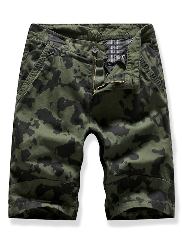 

Camo Multi-pocket Casual Cargo Shorts, Army green