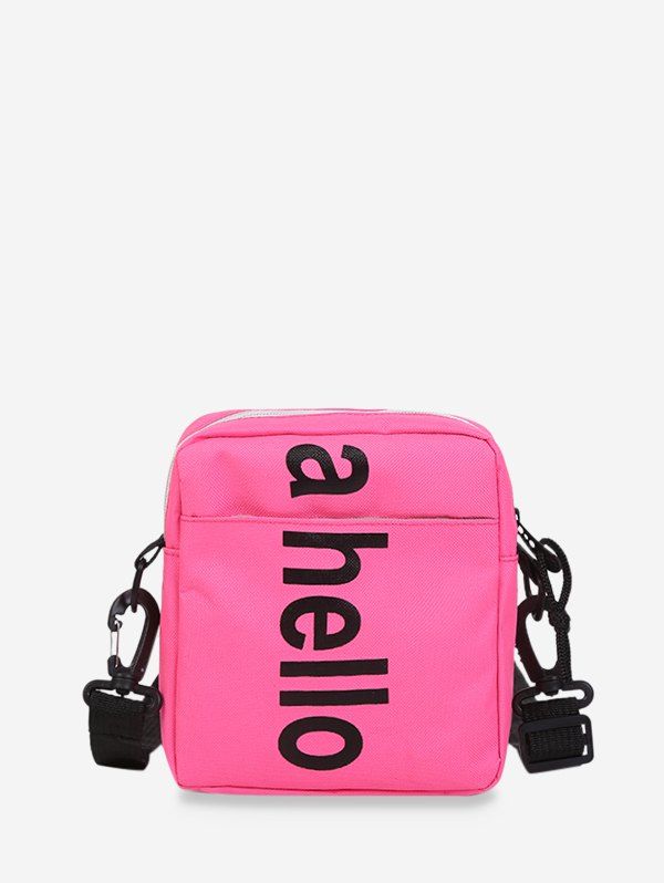 

Graphic Print Letter Crossbody Bag, Hot pink