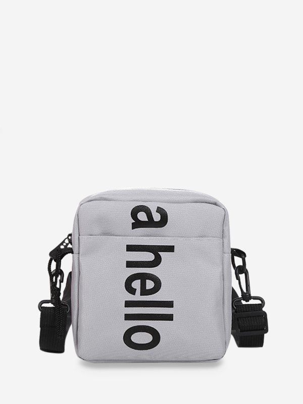 

Graphic Print Letter Crossbody Bag, Gray goose