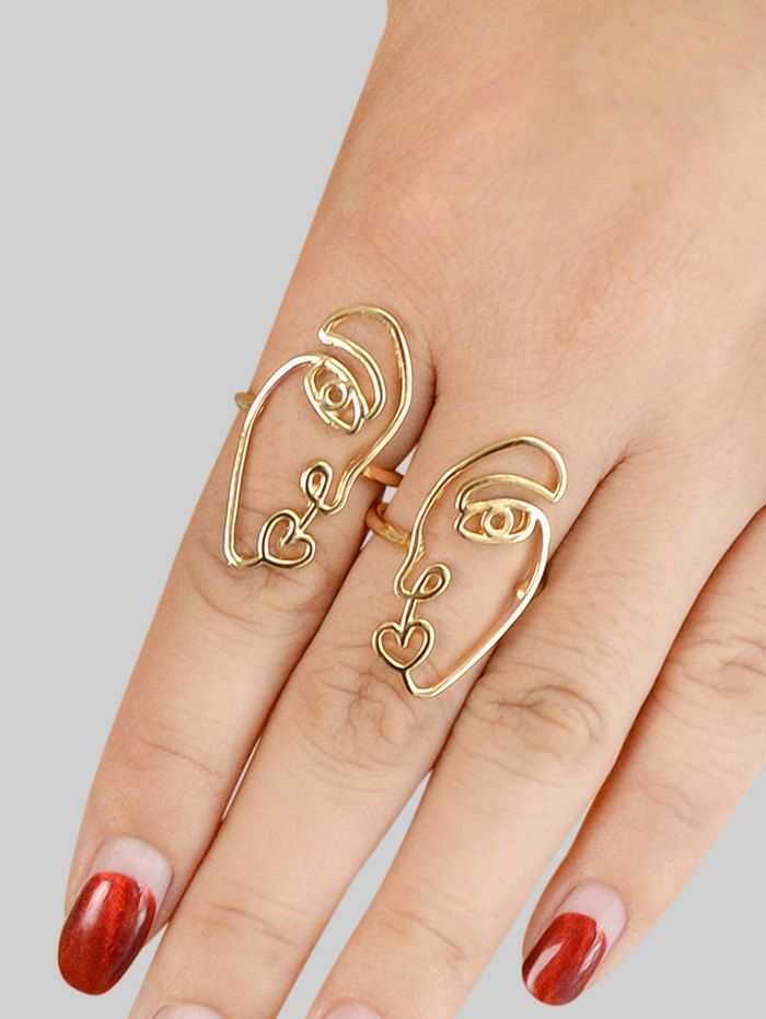 

Hollow Out Face Design Ring, Gold