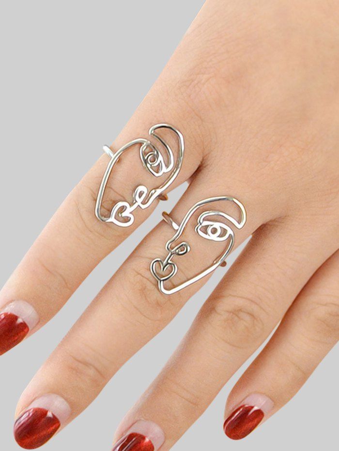 

Hollow Out Face Design Ring, Silver