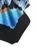 Sun Iceberg Print Ruffle Crisscross Tankini Swimwear -  