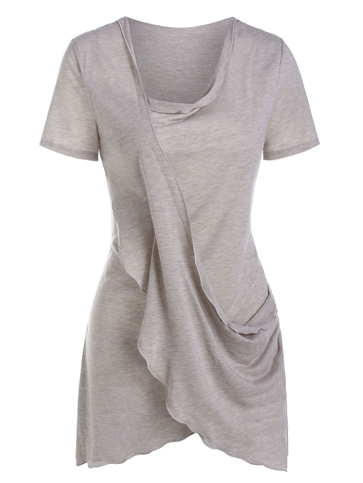 

Asymmetric Crossover Draped T Shirt, Tan