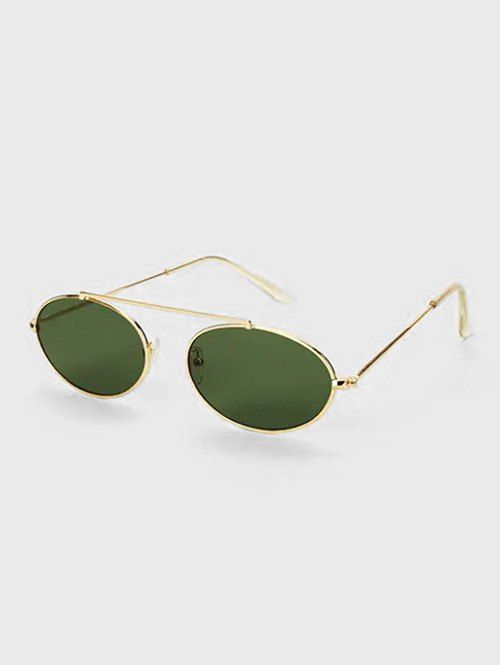 Metal Bar Oval Driving Polarized Sunglasses, Gold