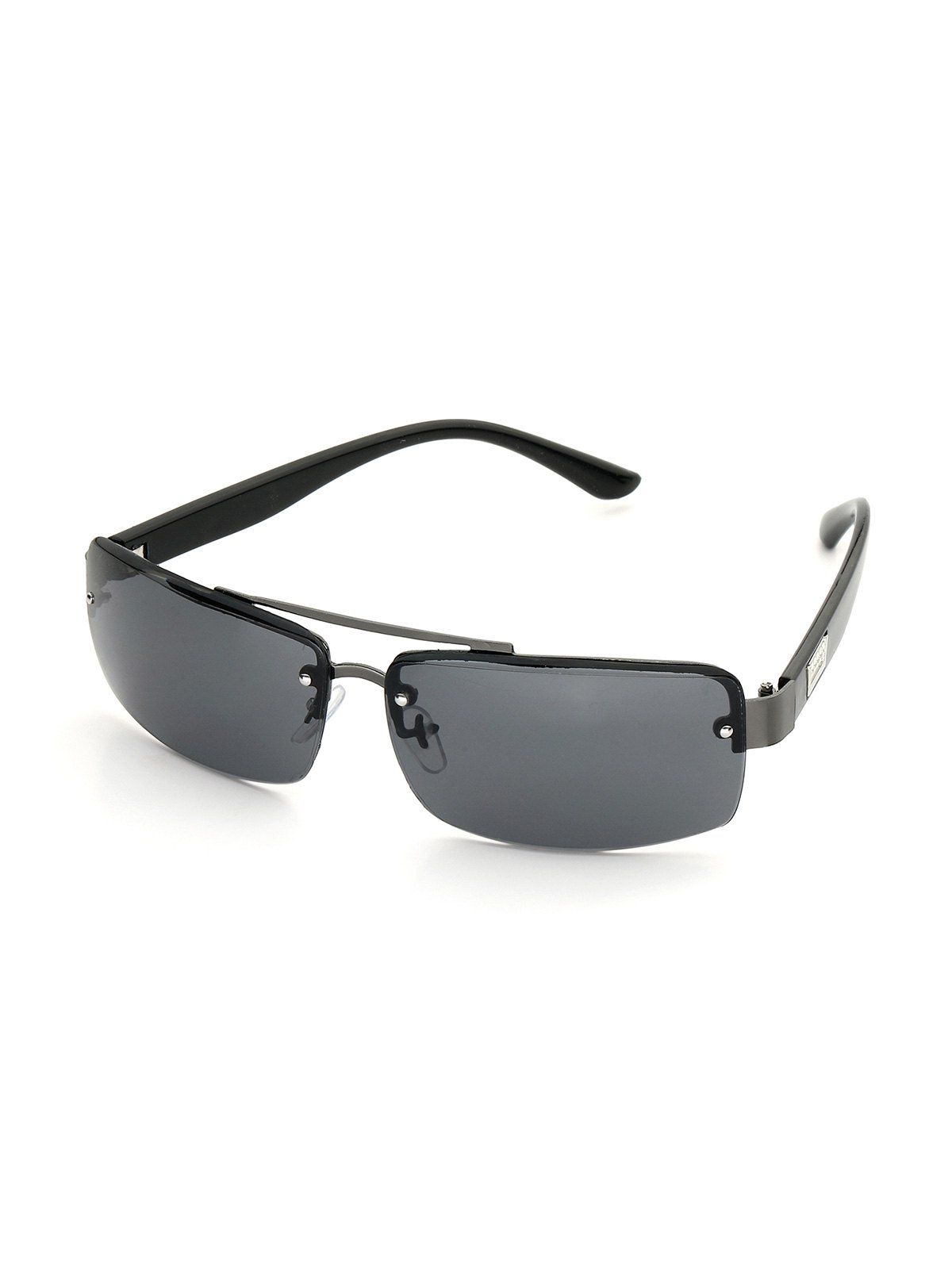 

Driver Bar Metal Rectangle Semi-rimless Sunglasses, Ash gray