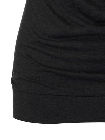 

Plus Size Cowl Front Halter Open Back Tank Top, Black
